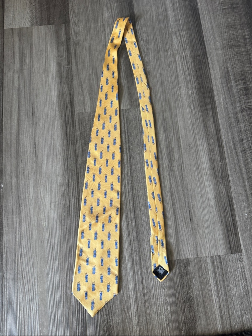 Grand Master’s gold necktie men’s 100% silk championship, yellow blue golf clubs - Picture 5 of 5